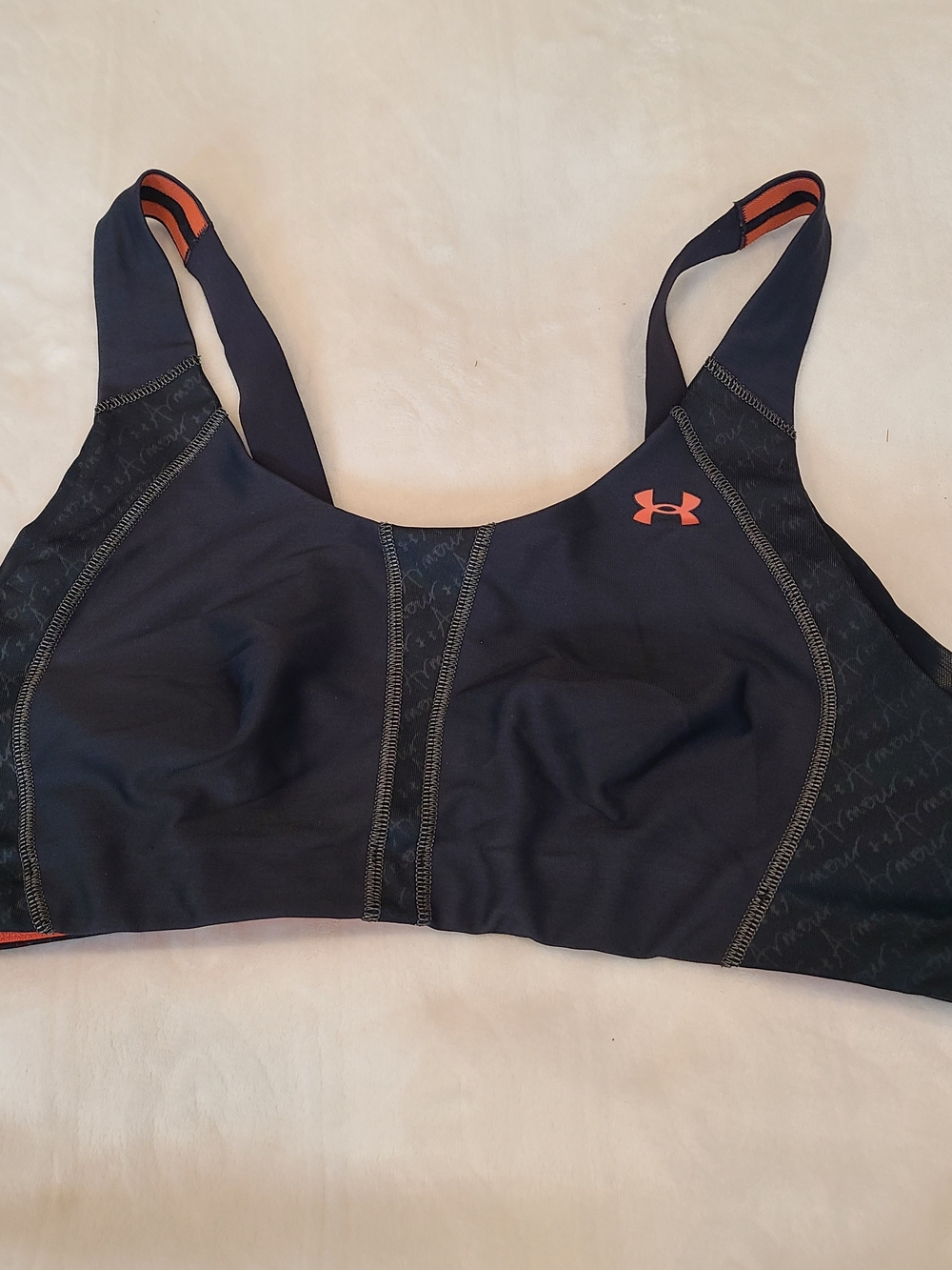 Under Armour Black Sports Bra with Coral Accent Logo
